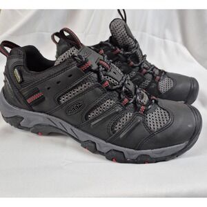 KEEN Ridge Flex Waterproof Low Hiking Shoes Mens 10.5 Black Grey 1024025